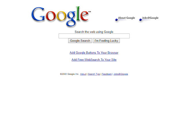 Google homepage, 2000